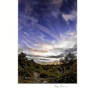 Evening Sky Over Thumb Butte Arizona 12x9 Signed Matted Photo Art Print + COA